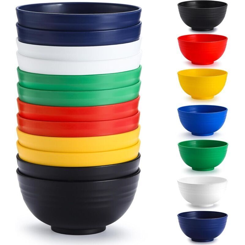 Wiederverwendbare Weiße Kunststoffschüssel – 12er-set, Je 750 Ml, Ideal Für Ramen, Suppe Oder Müsli – Geeignet Für Erwachsene Und Kinder