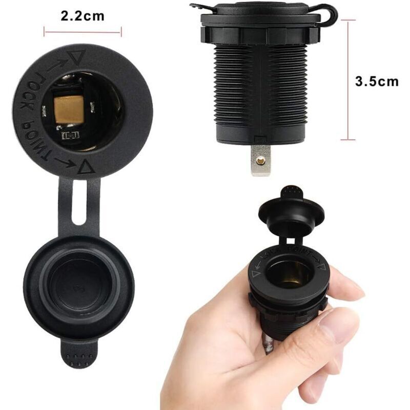 Wasserdichte Zigarettenanzünderbuchsen Für Boote, Motorräder Und Autos (12/24 V) – 2er-pack Mit 1 M Kabel, Schutzart Ip67.
