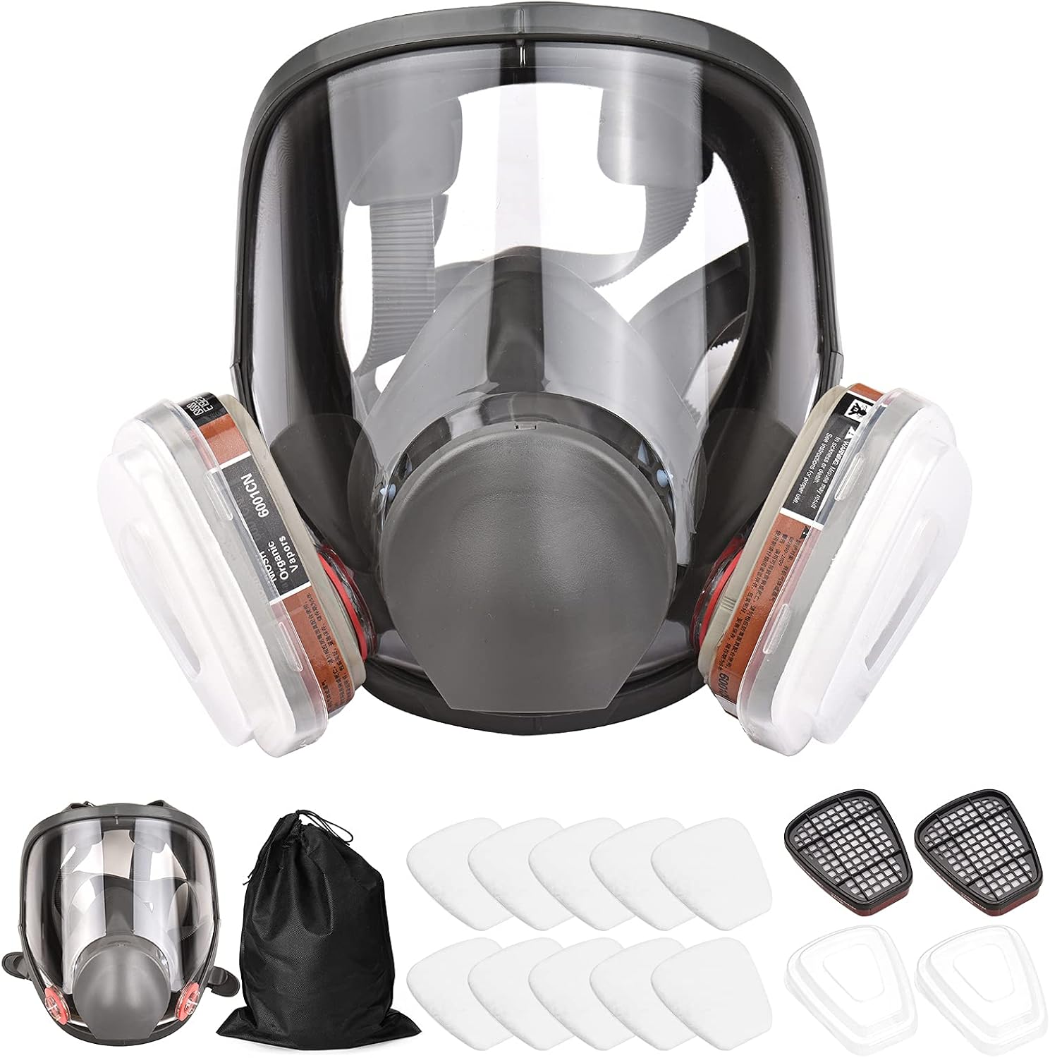 Wiederverwendbare 16-in-1-vollgesichtsmaske, Vollständiger Schutz Vor Gasen Und Organischen Dämpfen, Weites Sichtfeld Für Lackier-, Polier-, Schweiß- Und Andere Anwendungen.