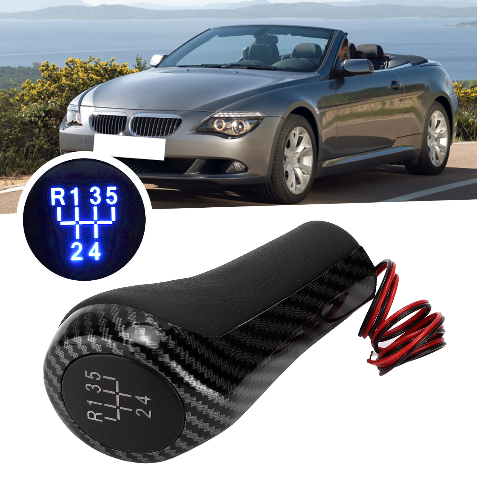 Beleuchteter 5-gang-schaltknauf In Carbon-optik Für Bmw 1er, 3er, 5er, 6er, 7er, X1, X3, Z4, M – Einfacher Austausch