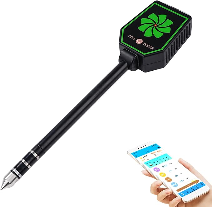 8-in-1 Boden-ph-tester, Pflanzen-feuchtigkeitstester, Pflanzen-hygrometer, Ph/ec/salzgehalt/fruchtbarkeit/lufttemperatur/bodentemperatur/licht/bodenfeuchtigkeit, Verbindung Zur Mobilen App Möglich.
