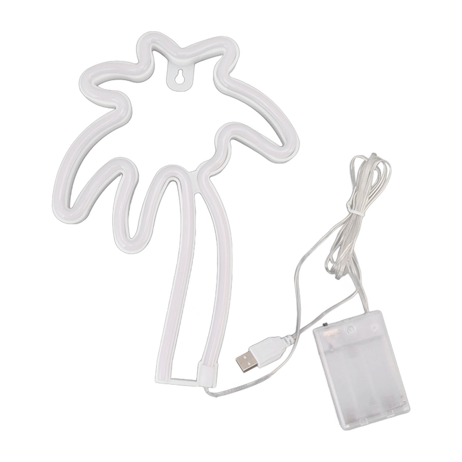 Hängende Led-neon-kokosnussbaumlampe Mit Druckknopfschalter Und Usb-netzteil Für Die Innendekoration