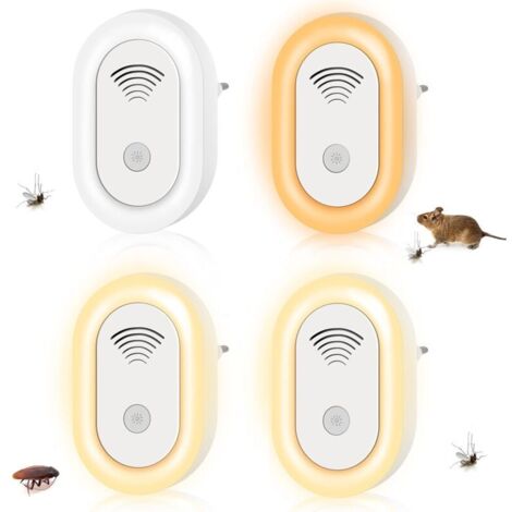 4-teiliges Ultraschallgerät Zur Abwehr Von Nagetieren Und Insekten, Frequenzwechsel Mit Abschreckenden Lichtern, Schädlingsbekämpfung