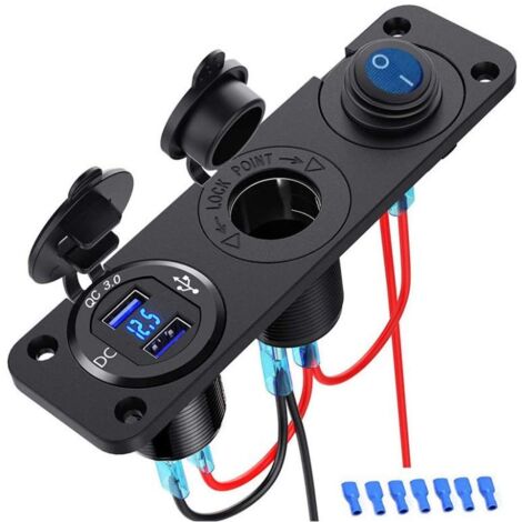Qc 3.0 12v Usb-buchse, Wasserdichter 3-in-1-druckknopfschalter Mit Led-voltmeter, Ein-/ausschalter Und Zigarettenanzünder Für Lkw, Boot Und Wohnmobil.