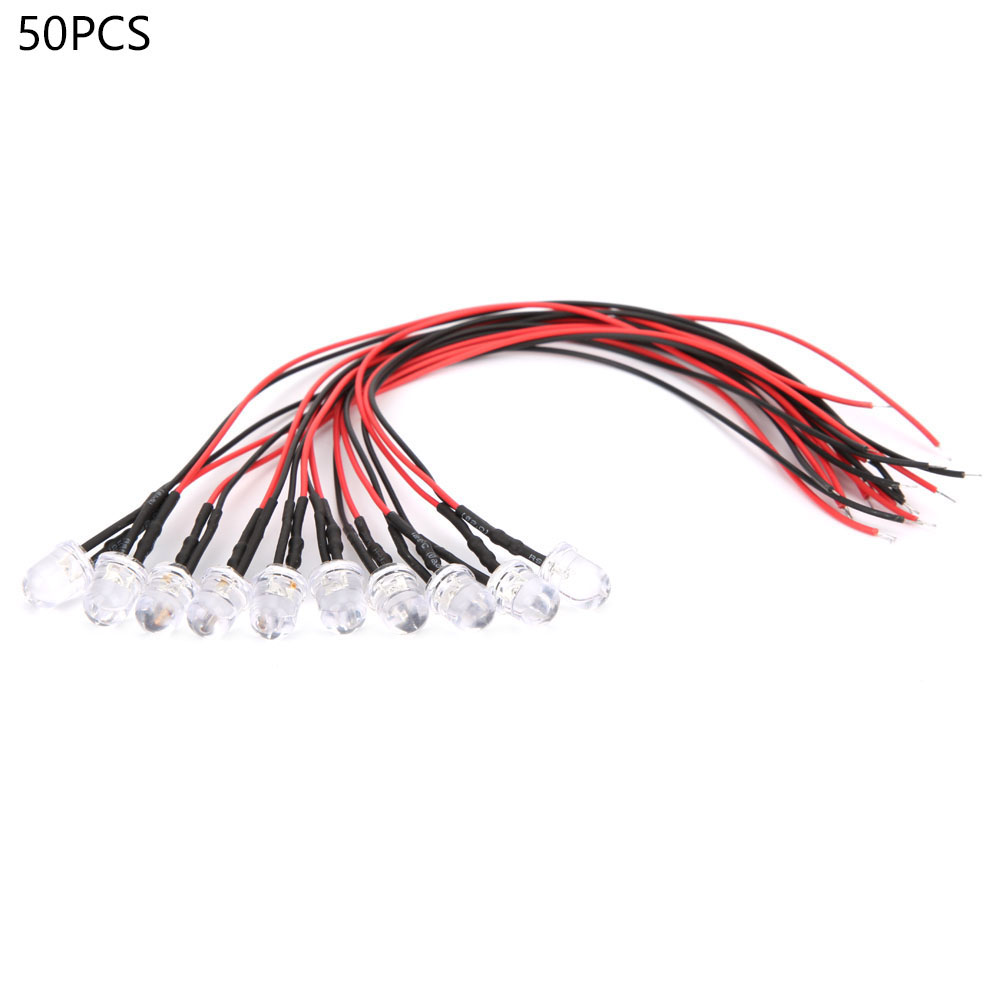 12v 8mm Farbige Led-perlen, 50er-packung Mit 20cm Kabel, Für Industrielle Komponenten