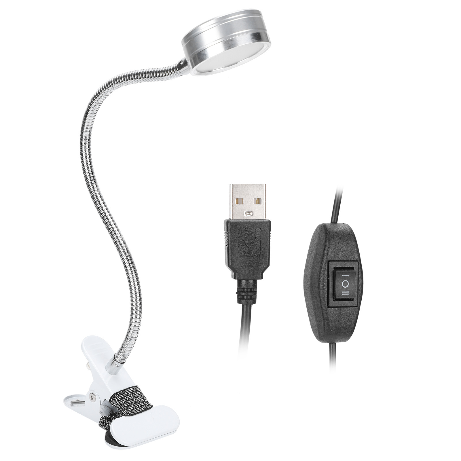 Usb-klemmleuchte Mit 360° Flexibler Hülle, Warmweißes/kaltweißes Licht (silber)
