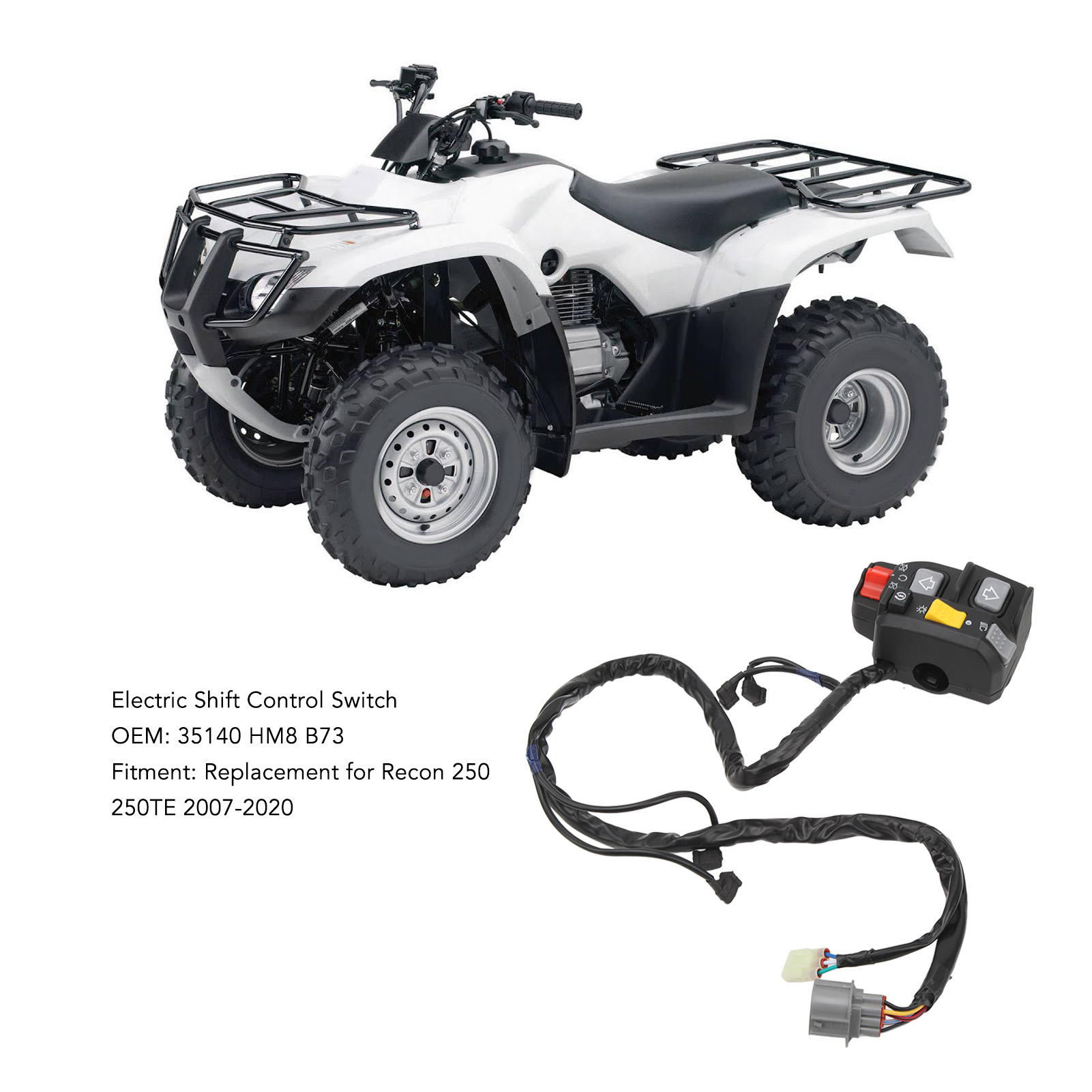 Elektrischer Geschwindigkeitsreglerschalter 35140 Hm8 B73 Motorstart/stopp-scheinwerfer, Kompatibel Mit Honda Recon 250 250te 2007-2020