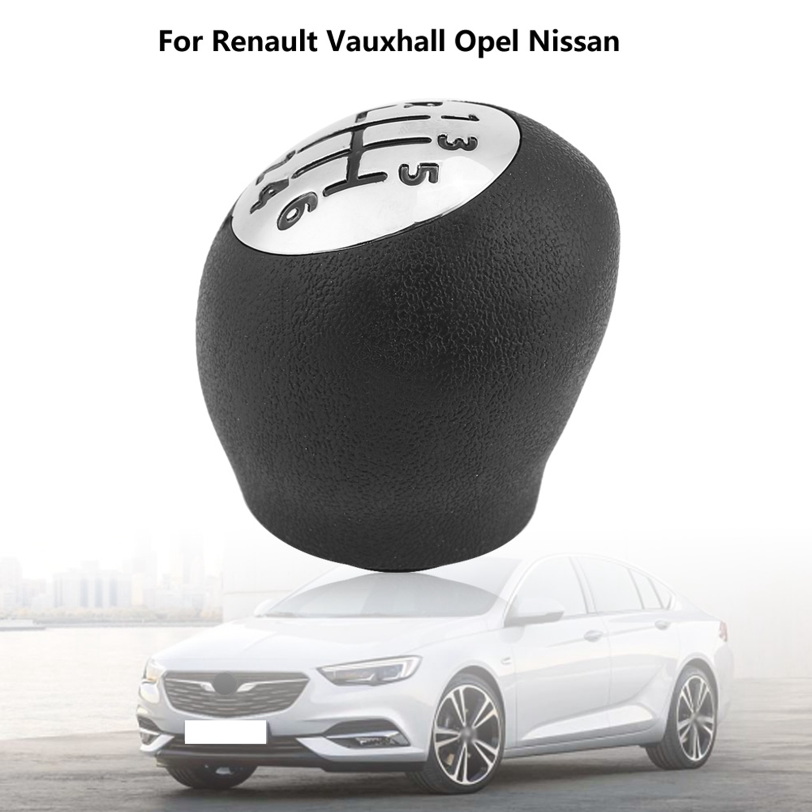 6-gang-schaltknauf Für Opel/vauxhall Original Pvc Schwarz & Silber