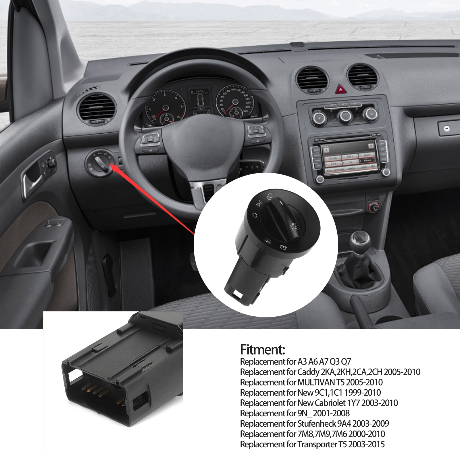 Nebelscheinwerferschalter 6q0941531c, Kompatibel Mit Volkswagen Caddy 2005-2010