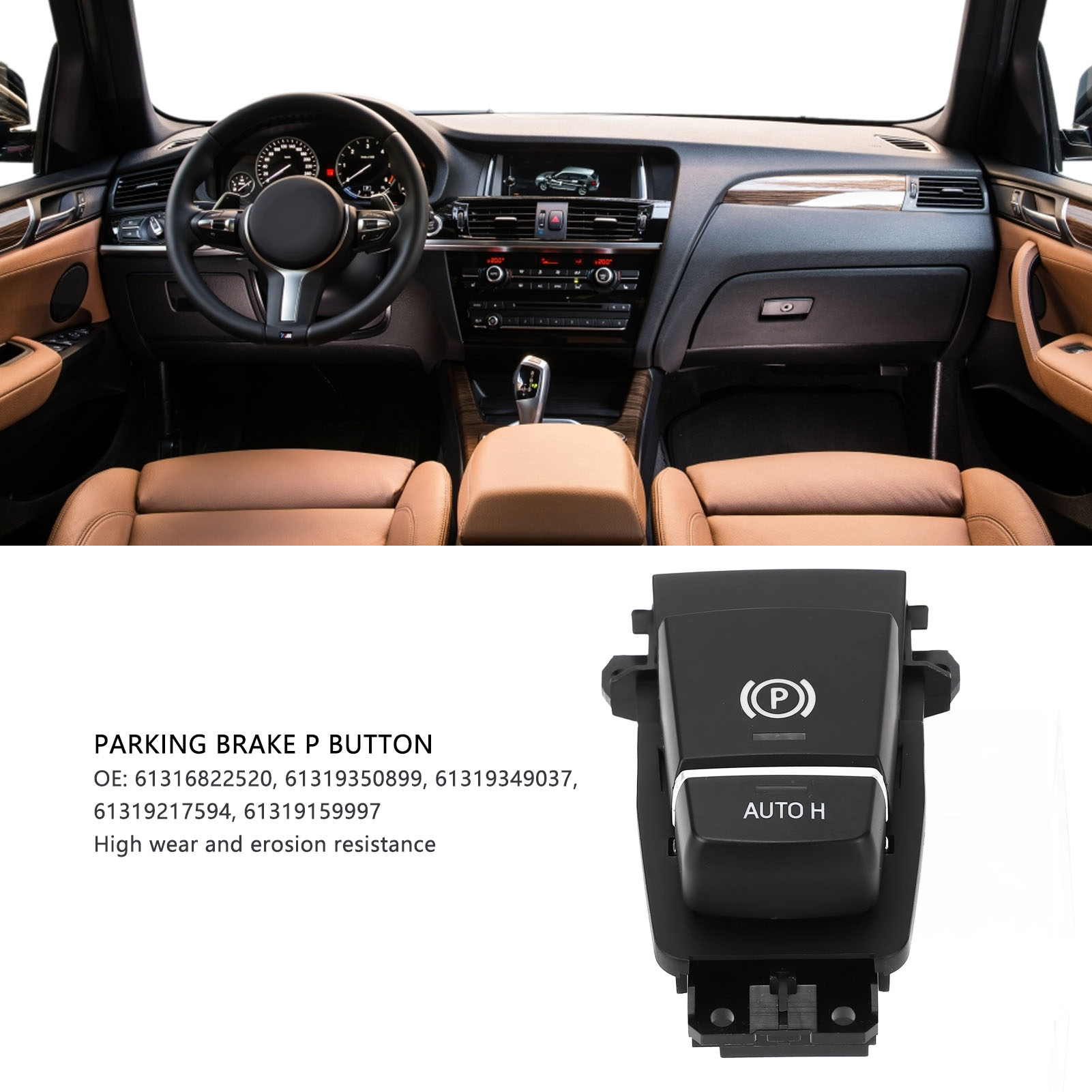 Feststellbremsknopf 61316822520 Mit Auto-schalter H - Kompatibel Mit Bmw 5er, 6er, X3, X4 F10, F11, F06 2009-2013