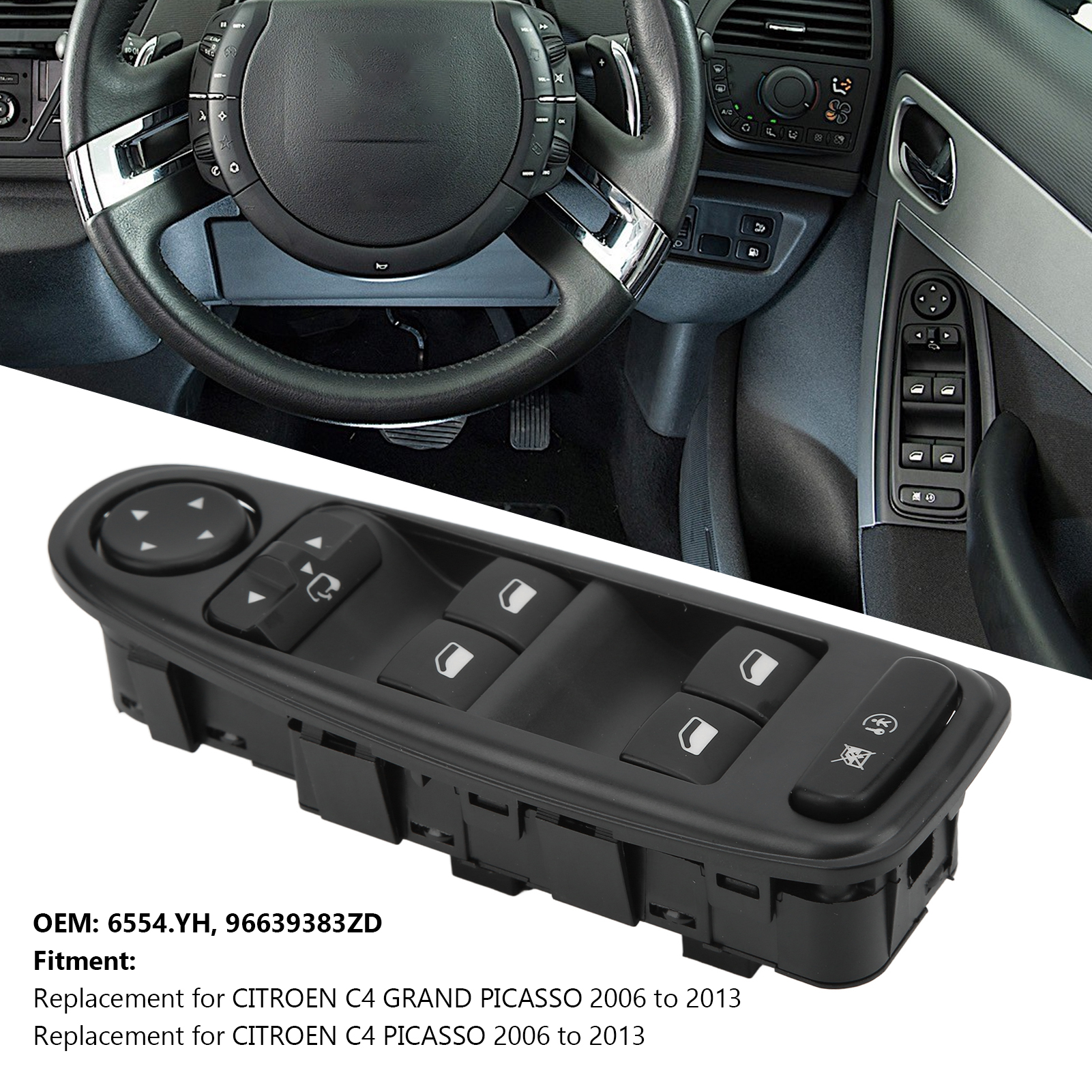 Elektrischer Fensterheberschalter 6554.yh Für Citroen C4 Grand Picasso Und Picasso 2006-2013