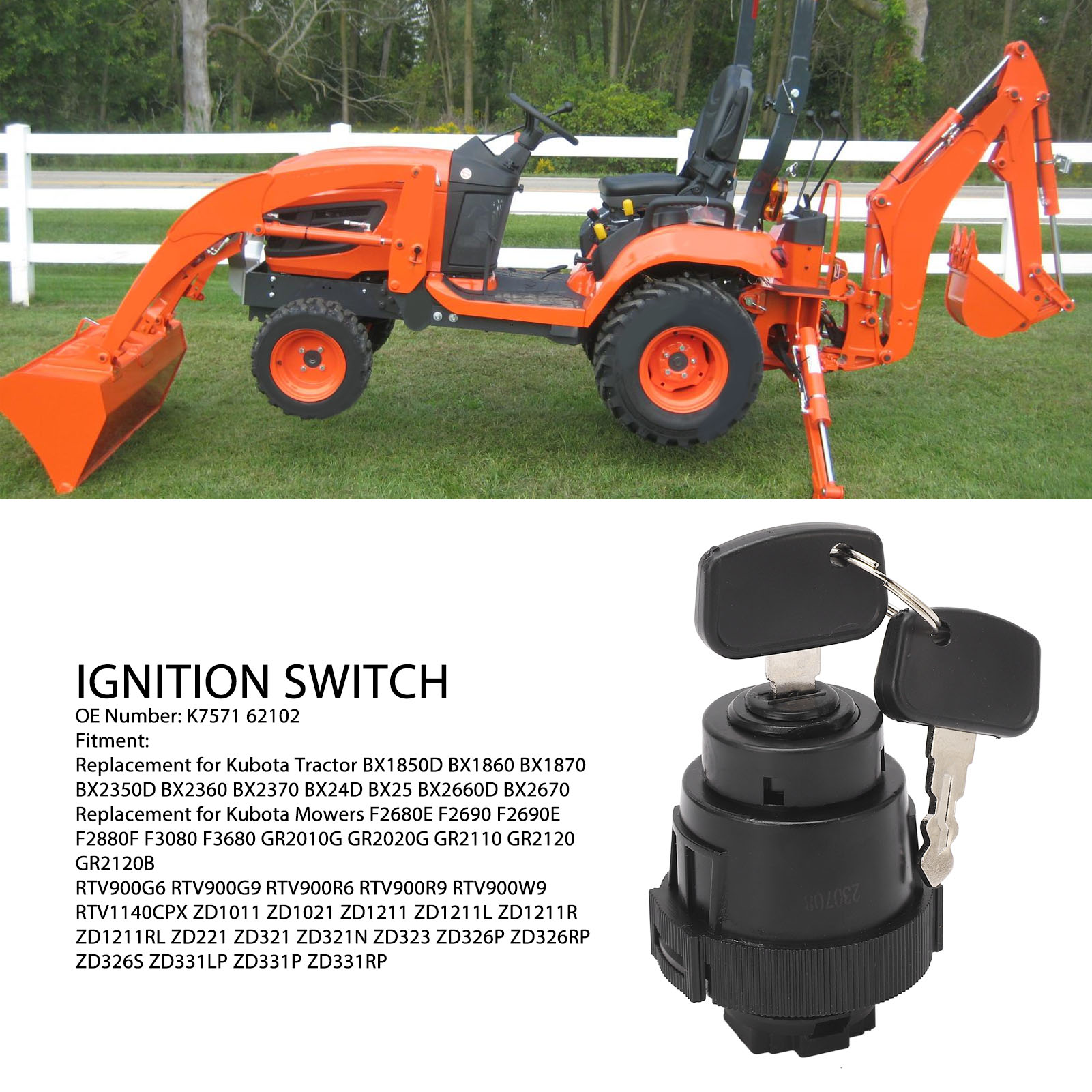K7571 62102 Anlasserschalter Mit Tasten, Spritzschutzschalter Für Kubota Zd221 Zd321 Zd323
