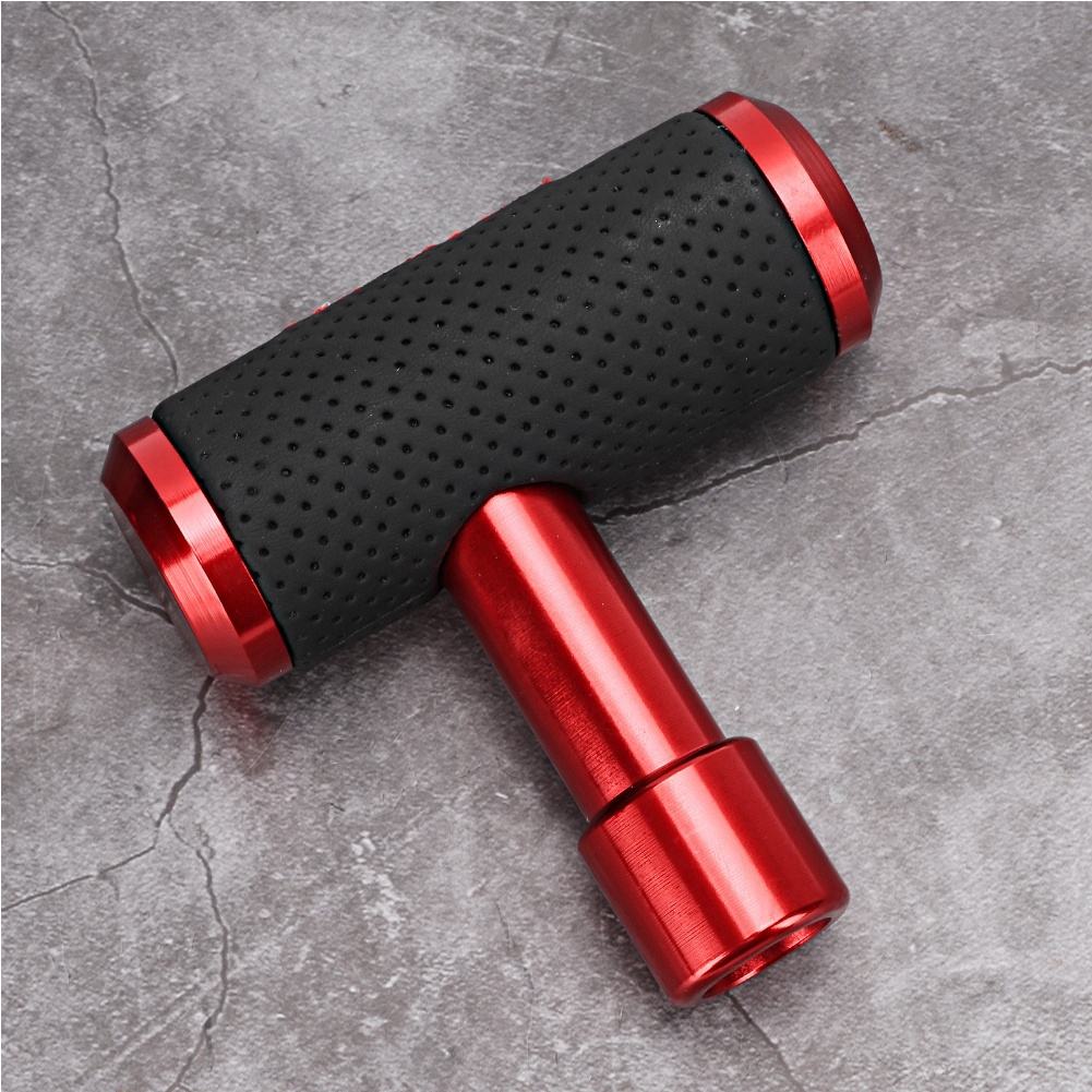 T-förmiger Schaltknauf Für Pkw, Manuell/automatisch, Aluminium Und Leder, Mit Adaptern (3-teilig, Rot)