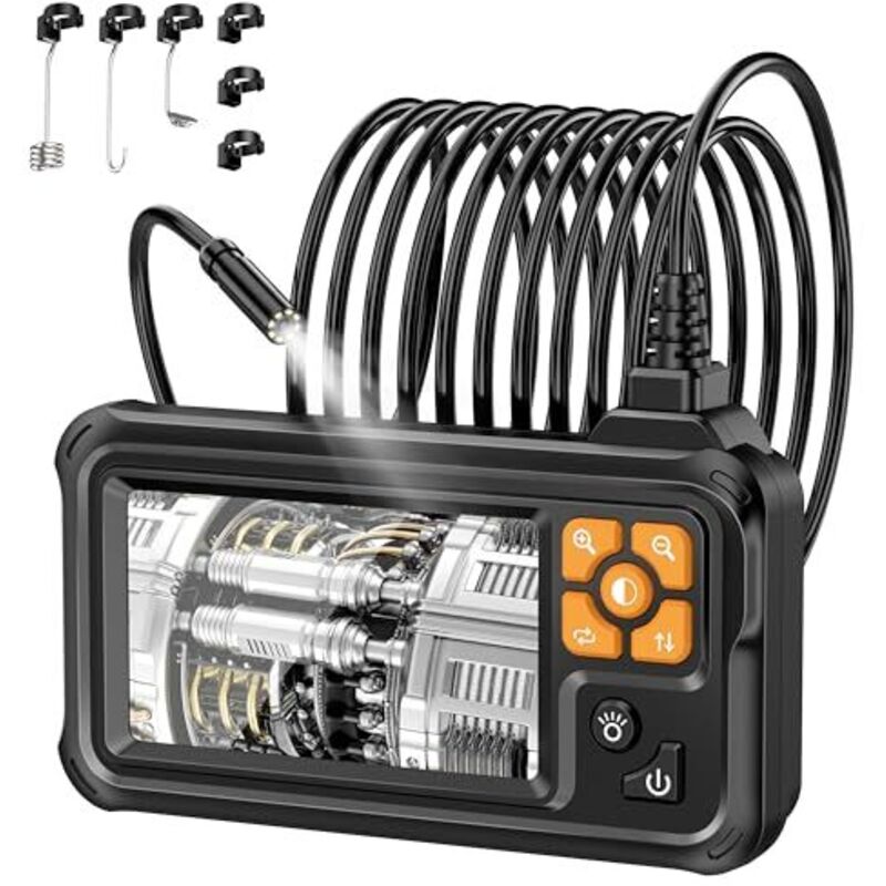Industrielles Hd-1080p-endoskop Mit 4,3-zoll-ips-bildschirm, Schutzart Ip67 (wasserdicht), 8 Leds Und 5 M Langem, Halbstarrem Kabel