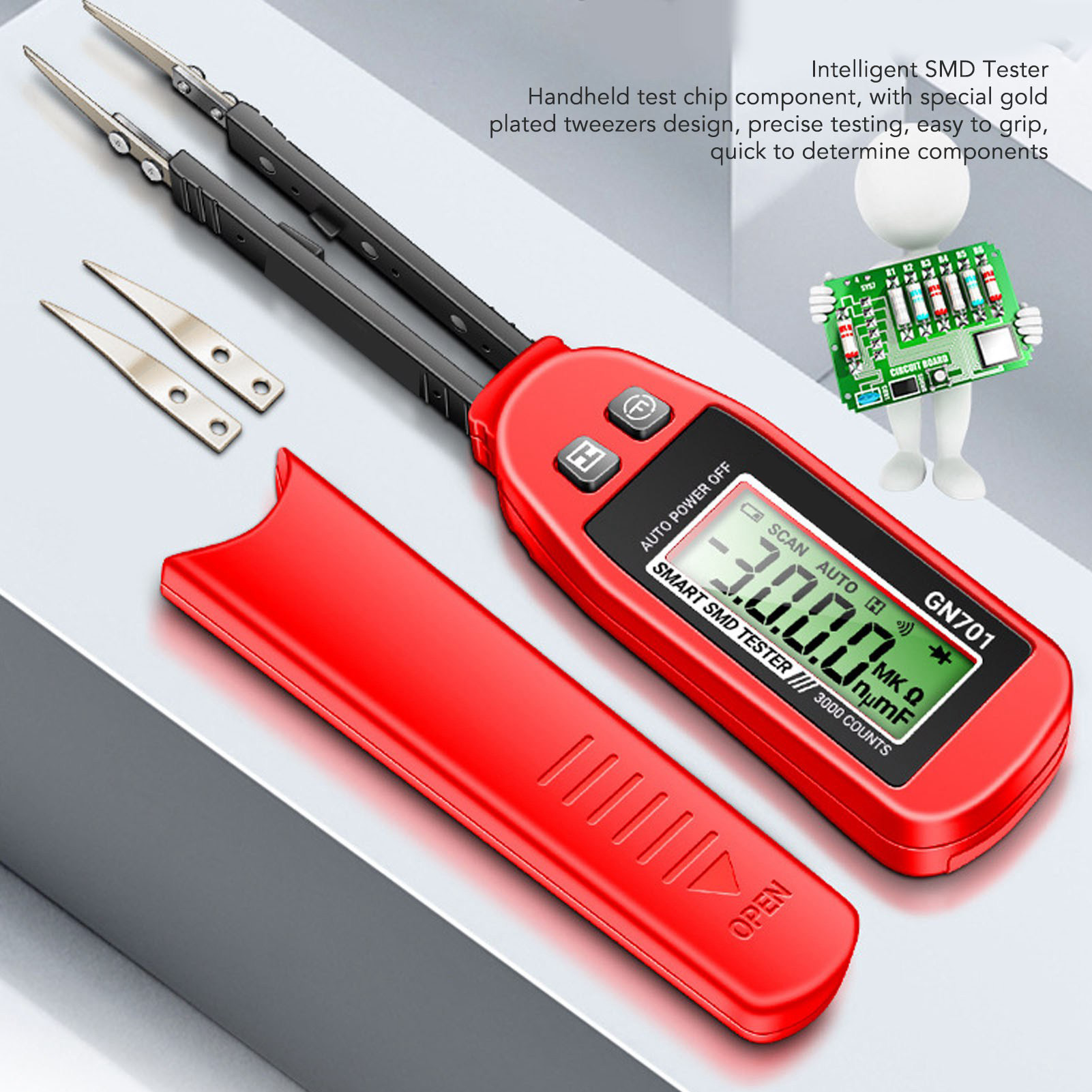 Aneng Gn701 Smd-bauteiltester Mit Hochpräzisen Goldprüfklemmen