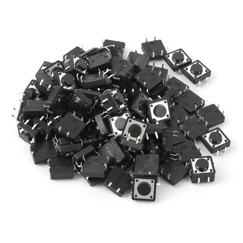 100 Mini-taster, 12x12x5mm - Sparpackung Für Leiterplatten
