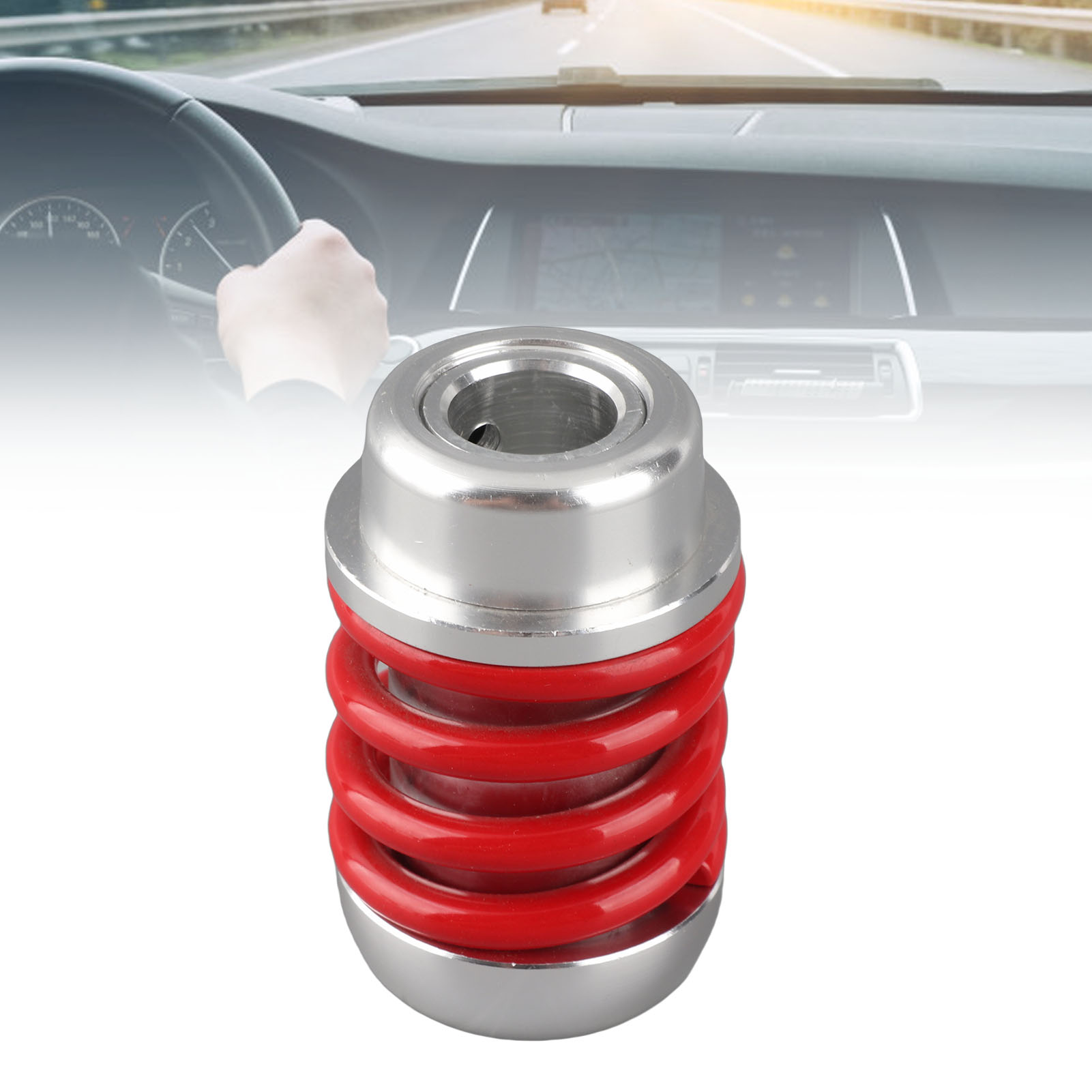 Kfz-schaltknauf – Universal-aluminium – Rote Federausführung – 8/10/12 Mm Mit Adaptern