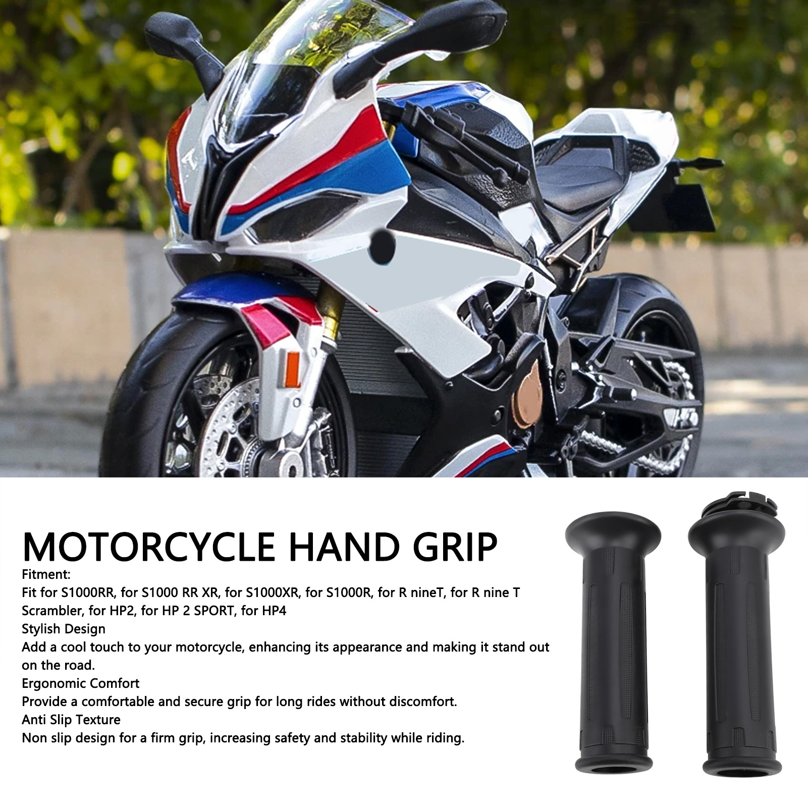 Motorradgriffe Für Bmw S1000rr/r/s1000xr, 22 Mm, Rutschfest, Ergonomisch (2er-set)