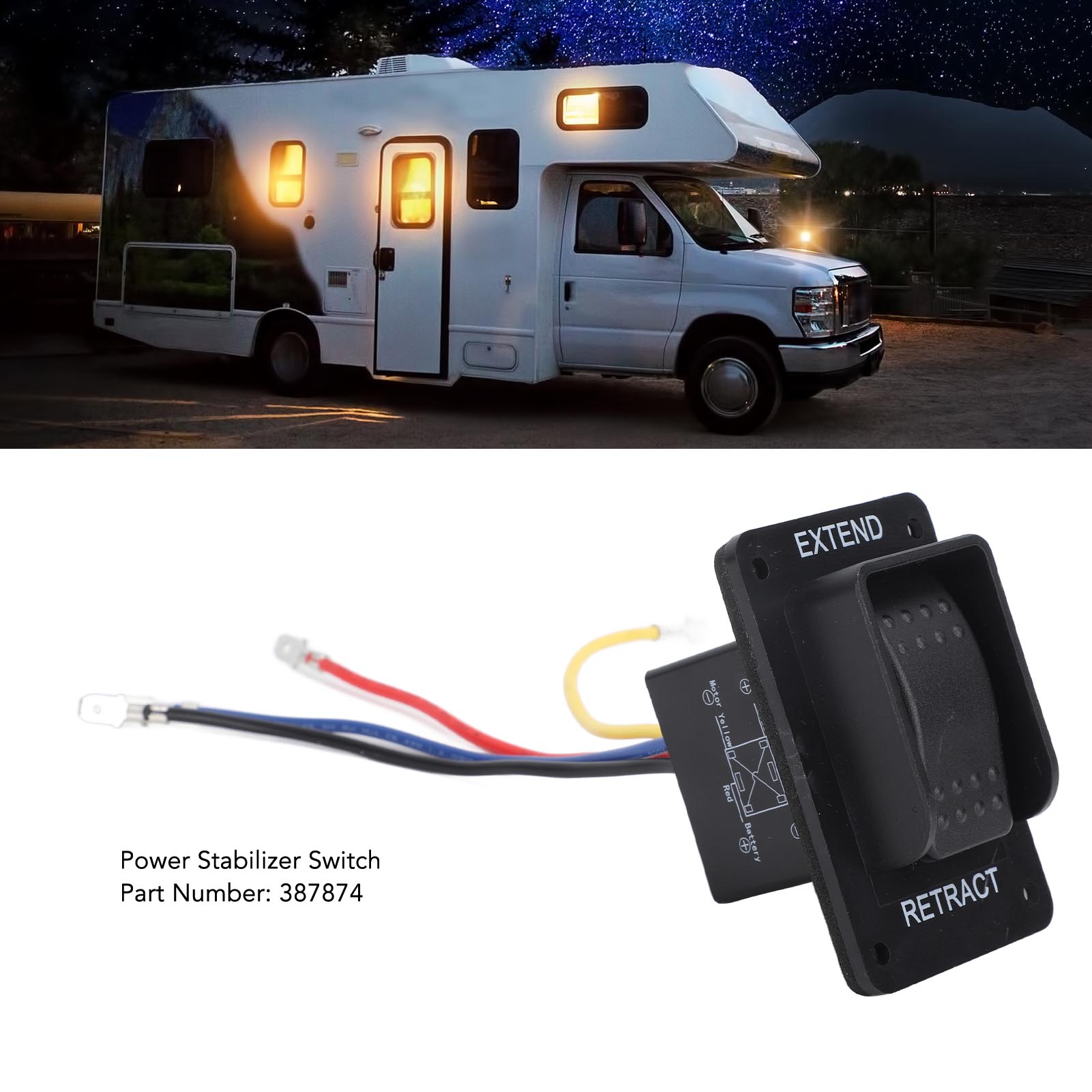 Lippert 387874 Elektrischer Stabilisierungsschalter Mit Kabelbaum – 12v Ausziehbarer/einziehbarer Elektrischer Schalter Für Freizeitfahrzeuge (vvl/wohnmobile)