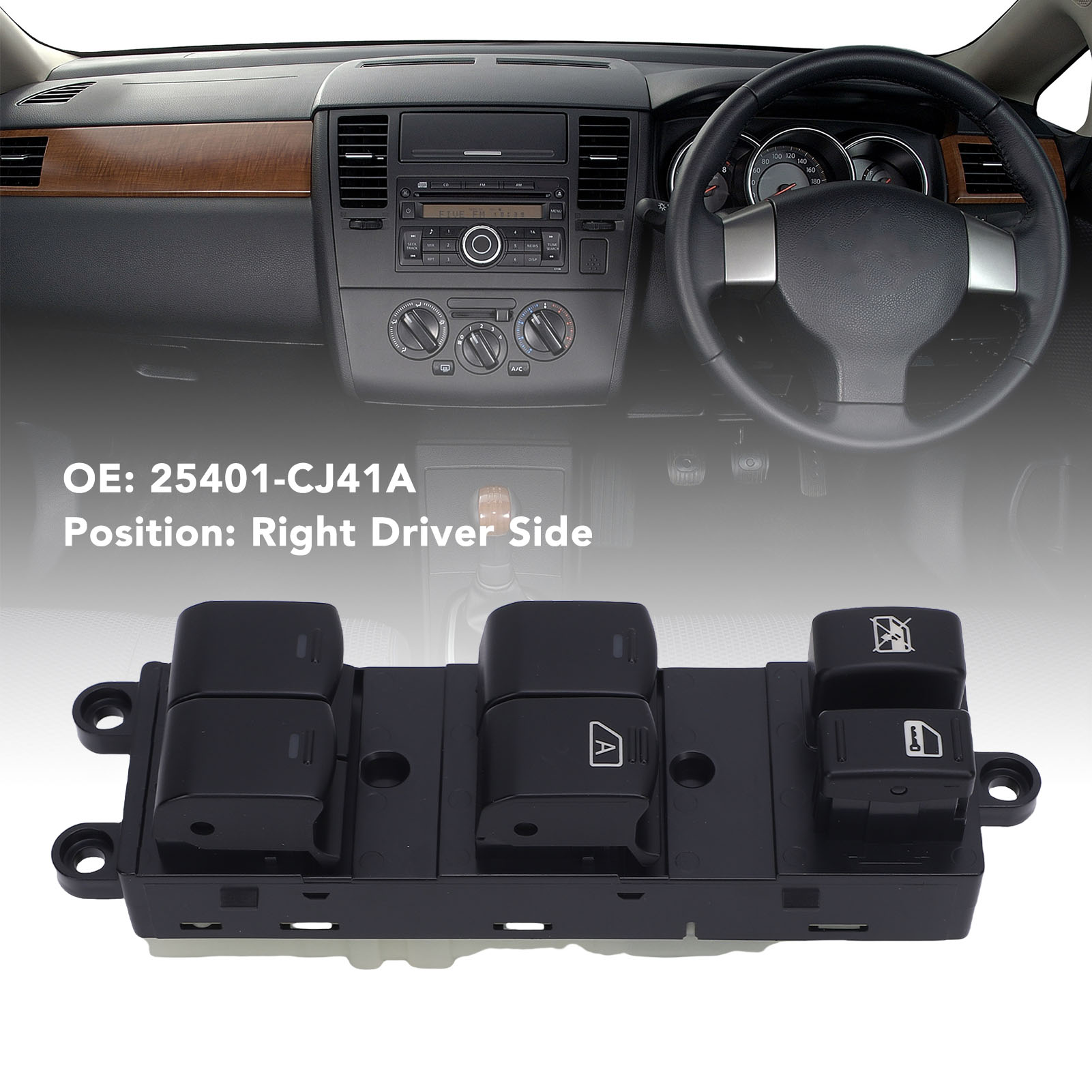 Fensterheberschalter 25401-cj41a Für Nissan Tiida (2006-2010) - Fahrerseite
