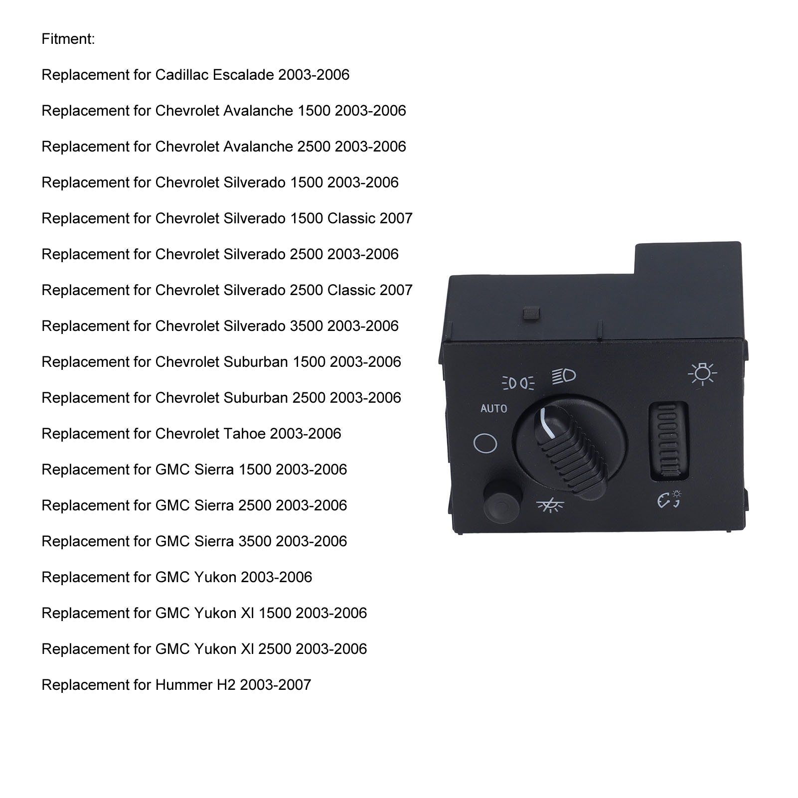 Scheinwerferschalter Für Chevrolet Avalanche, Silverado, Suburban, Gmc Sierra Und Yukon (2003–2006) – Modell 15194803, Abs/metall