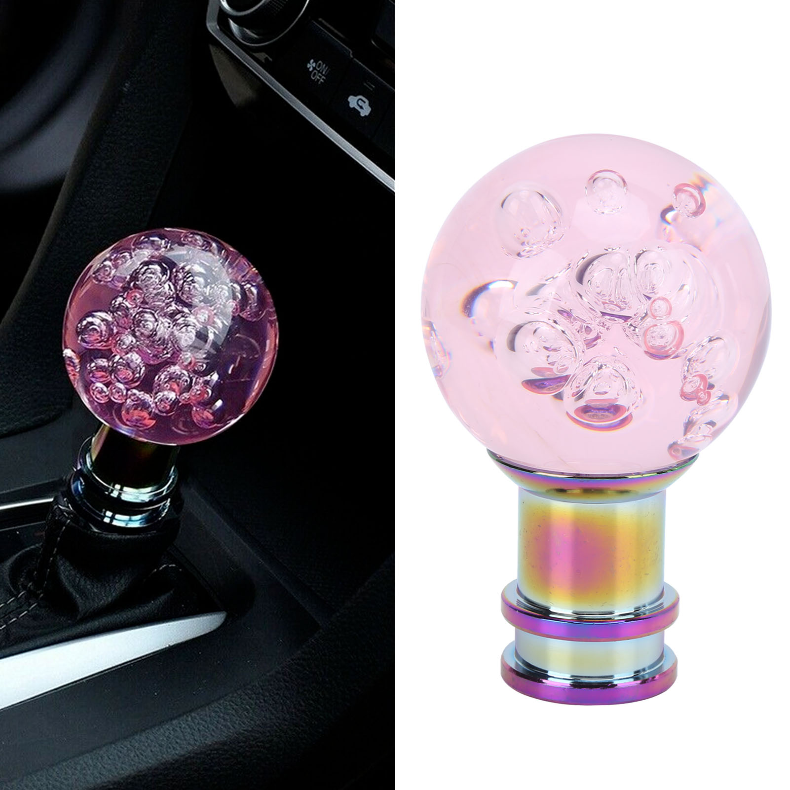 Schaltknauf In Bubble Crystal Pink Mit 3 Gewindeadaptern, Universell Kompatibel