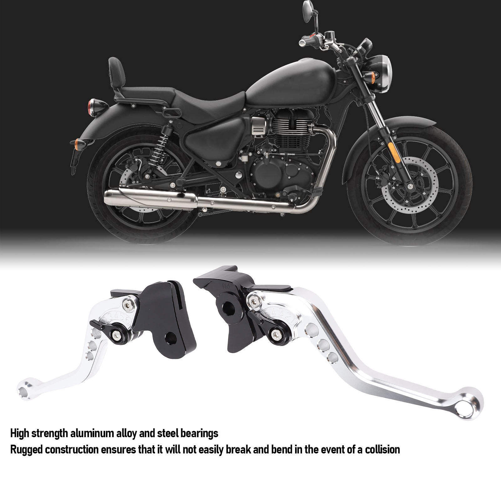 [motorradbrems- Und Kupplungshebel] + [referenz Re350/650] + [aluminiumlegierung, Kurz, Verstellbar, Silber Eloxiert - 1 Paar]