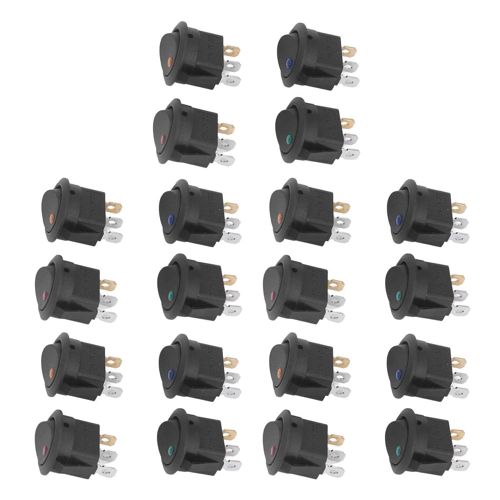 Packung Mit 20 Kcd1 12v Led 3-poligen Runden Kippschaltern