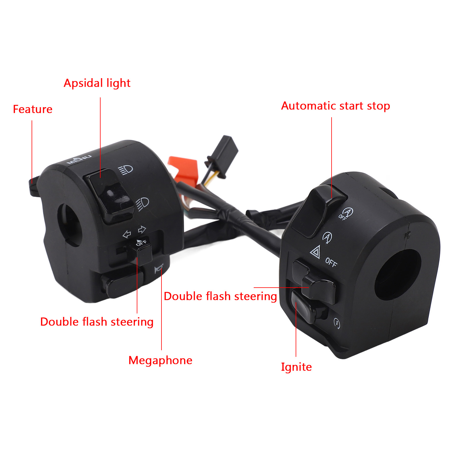 [motorradschalter] [abs] [7/8" Universal Nvx155/nmax155] [2er-pack Licht-/hupen-/startschalter] [22 Mm Durchmesser]