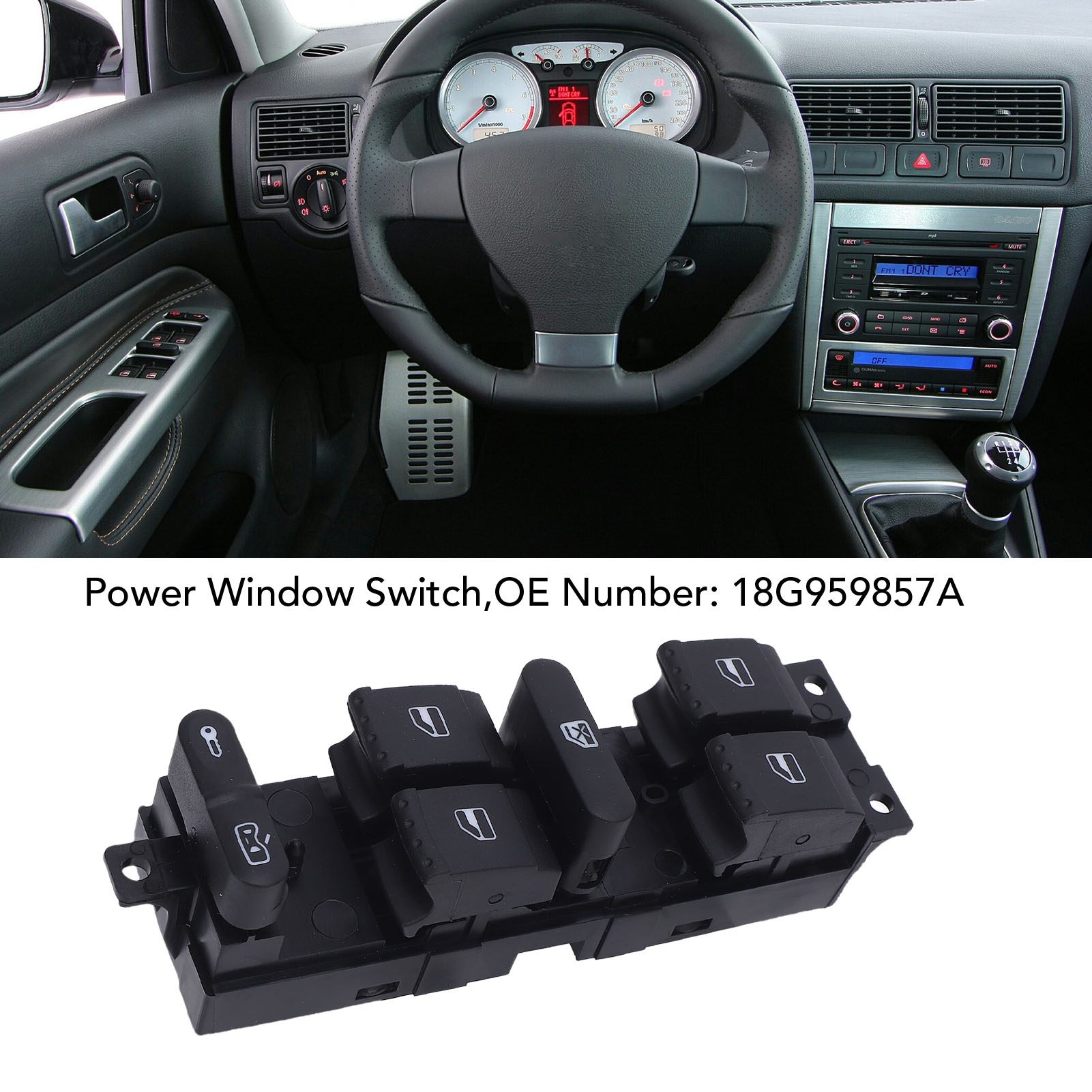 Elektrischer Fensterheberschalter Fahrerseite 18g959857a Für Seat 1m/toledo – 10-poliger Schalter, Abs