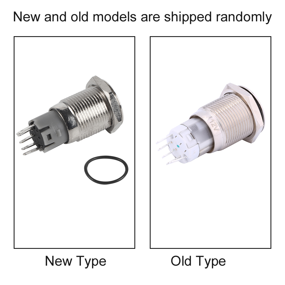 16-mm-metall-drucktaster Mit Led, 12 V – 1 Öffner/1 Schließer, Rastschalter – Robuste Qualität