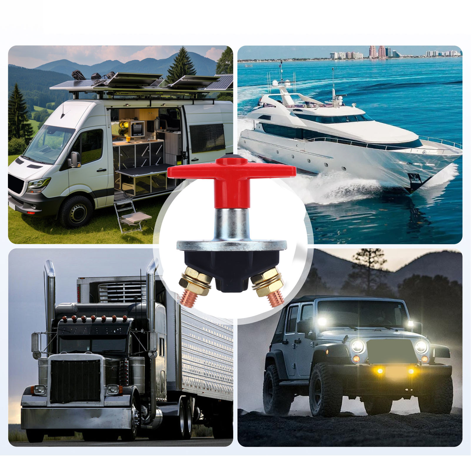Batterietrennschalter-set, M10 300a 12v-60v, Isolierkabel Für Boote, Wohnmobile Und Geländewagen