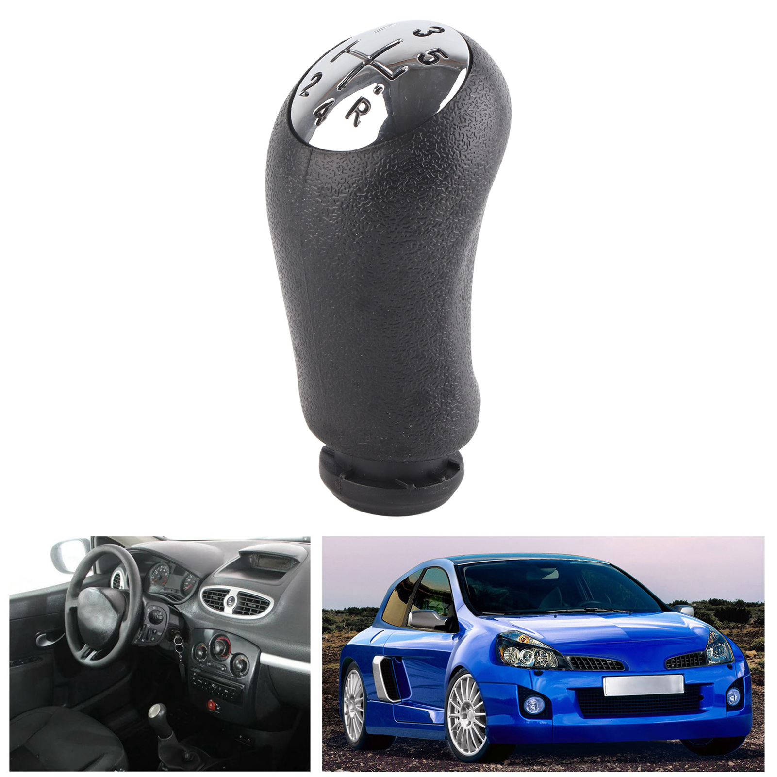 5-gang-schaltknauf, Schwarz-silber, Abs, Ersatz Für Renault Clio Iii Und Mégane Ii