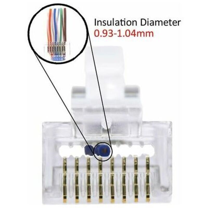 Rj45 8p8c Cat6/cat5e Ethernet-stecker, Durchgangsstecker, 50µm Vergoldet, 100er-packung