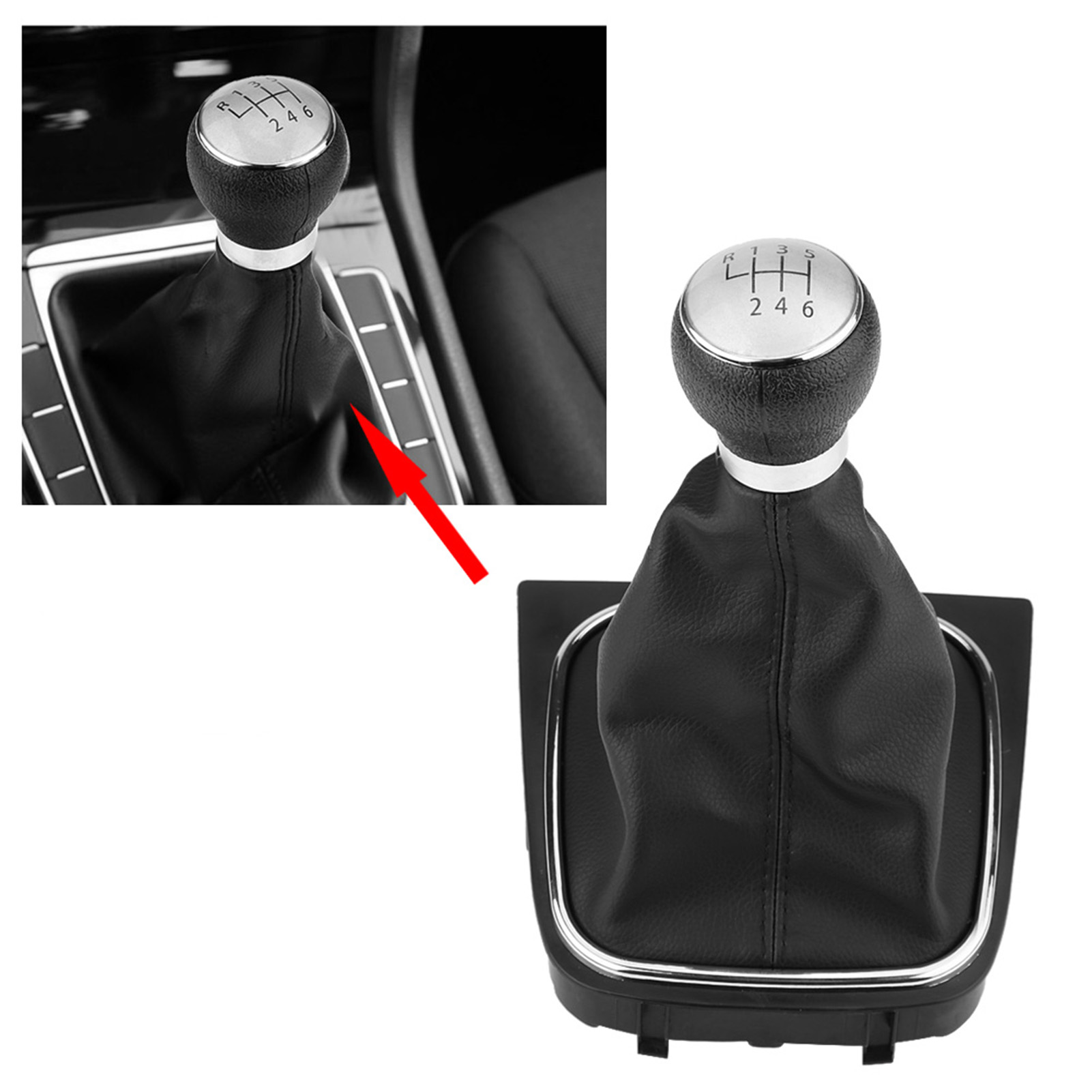 6-gang-schalthebelabdeckung Aus Schwarzem Abs-pu-leder Für Volkswagen Golf Mk5/mk6 Jetta 2005-2014