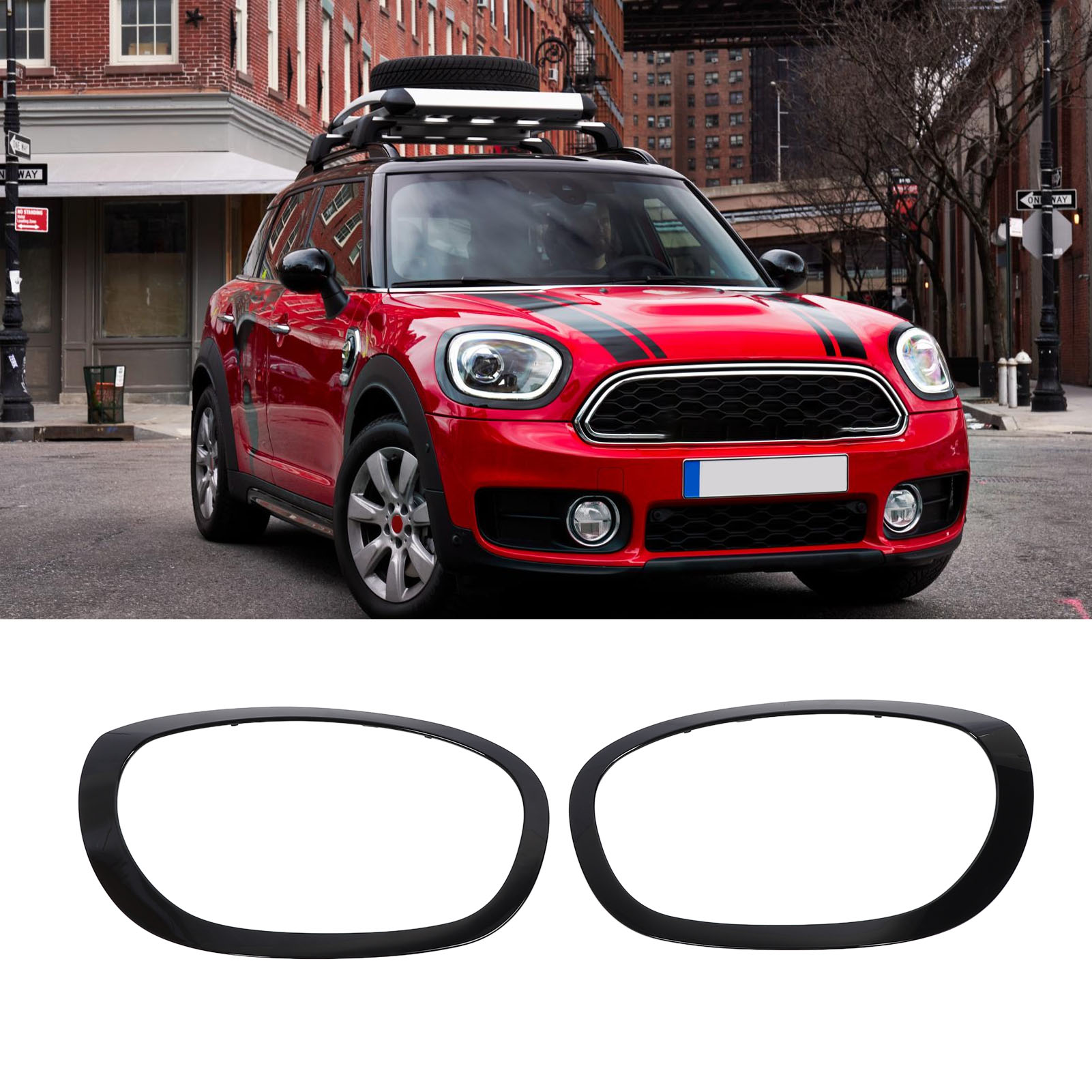 Mini Cooper F60 Countryman 2017–2021 Set Schwarze Scheinwerferringe Paar Rechts/links 51138739351/2