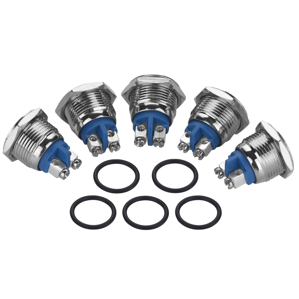 Mini-drucktaster Aus Metall, Schutzart Ip65, 5er-pack, 16 Mm, 2 A, 250 V