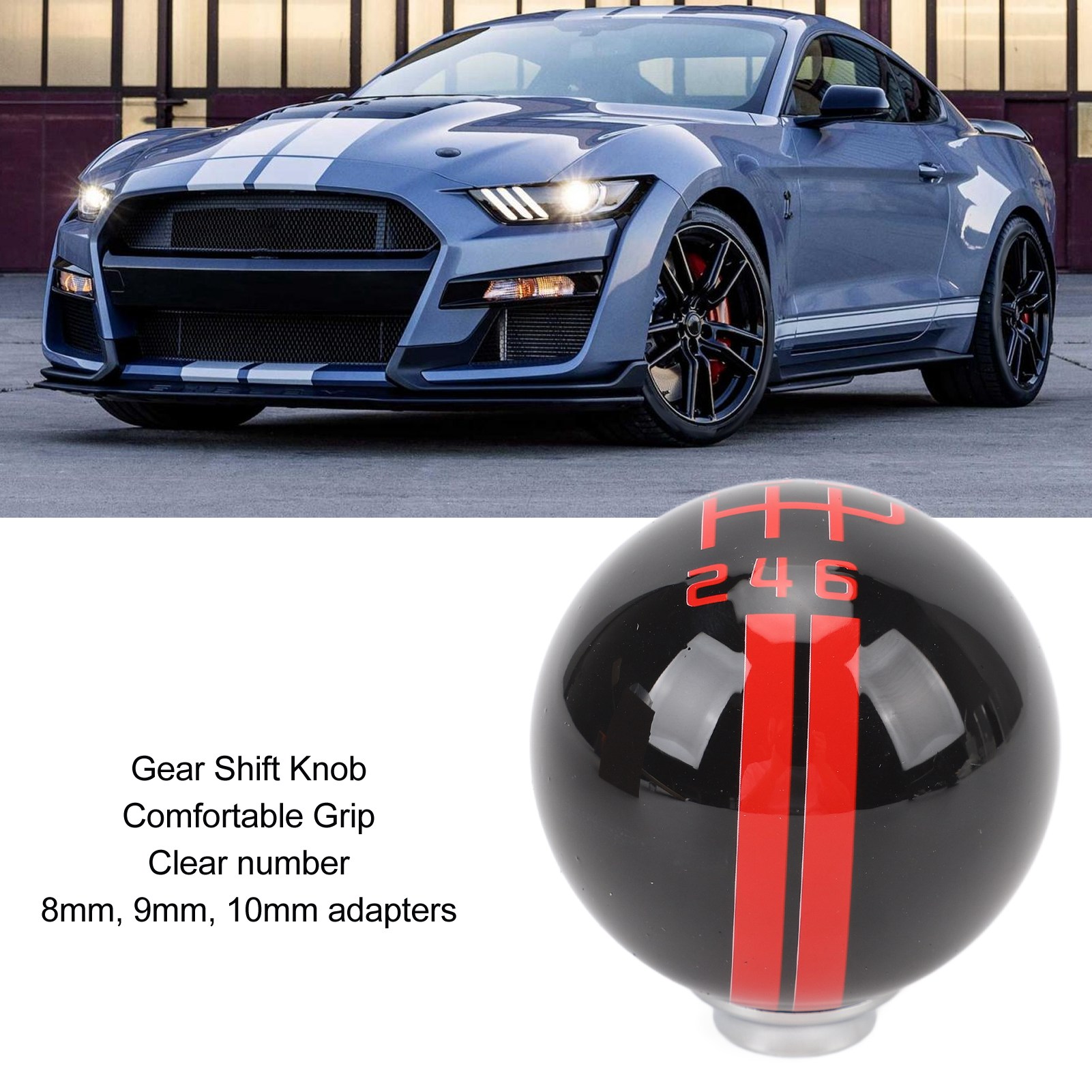 Schaltknauf Mit 3 Adaptern, Komfortabler Griff, 6-gang, Shelby Gt500-stil Für Mustang 1967-2018