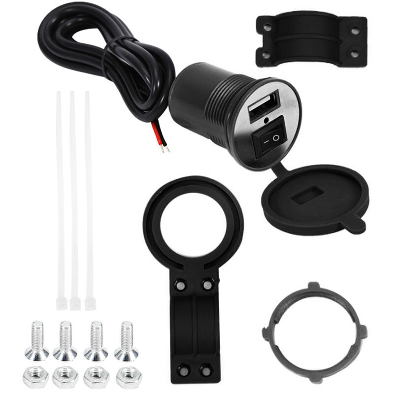 Wasserdichter Usb-motorradlader Mit Smartphone-halterung, 1,5 M Kabel, 12 V/24 V, Schwarzes Abs