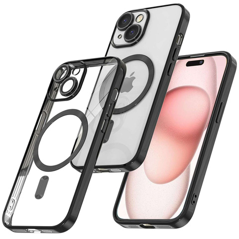 Magsafe Hülle Für Iphone 15 Plus Glamour Luxury Slim Ring Alogy Schwarz Transparent