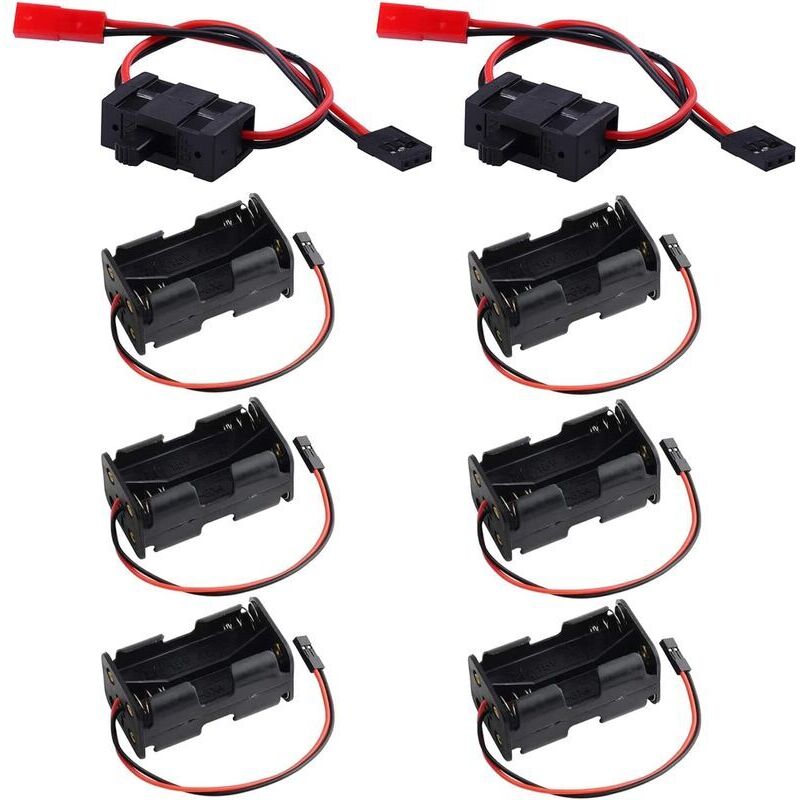 Batteriehalter Für 4 Aa 6v-batterien Mit 2-poligem Jst-stecker + 2 Rc-empfängerschalter – 6-teiliges Set Für Autos Und Flugzeuge