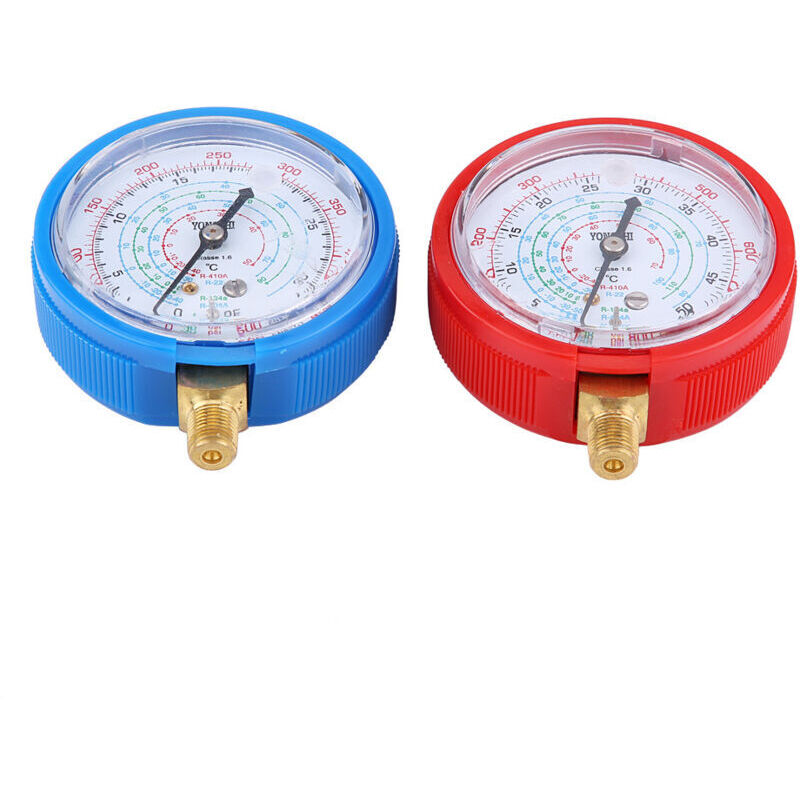 Manomètre De Pression De Réfrigérant En Laiton Bleu Et Rouge Pour Climatiseur De Voiture