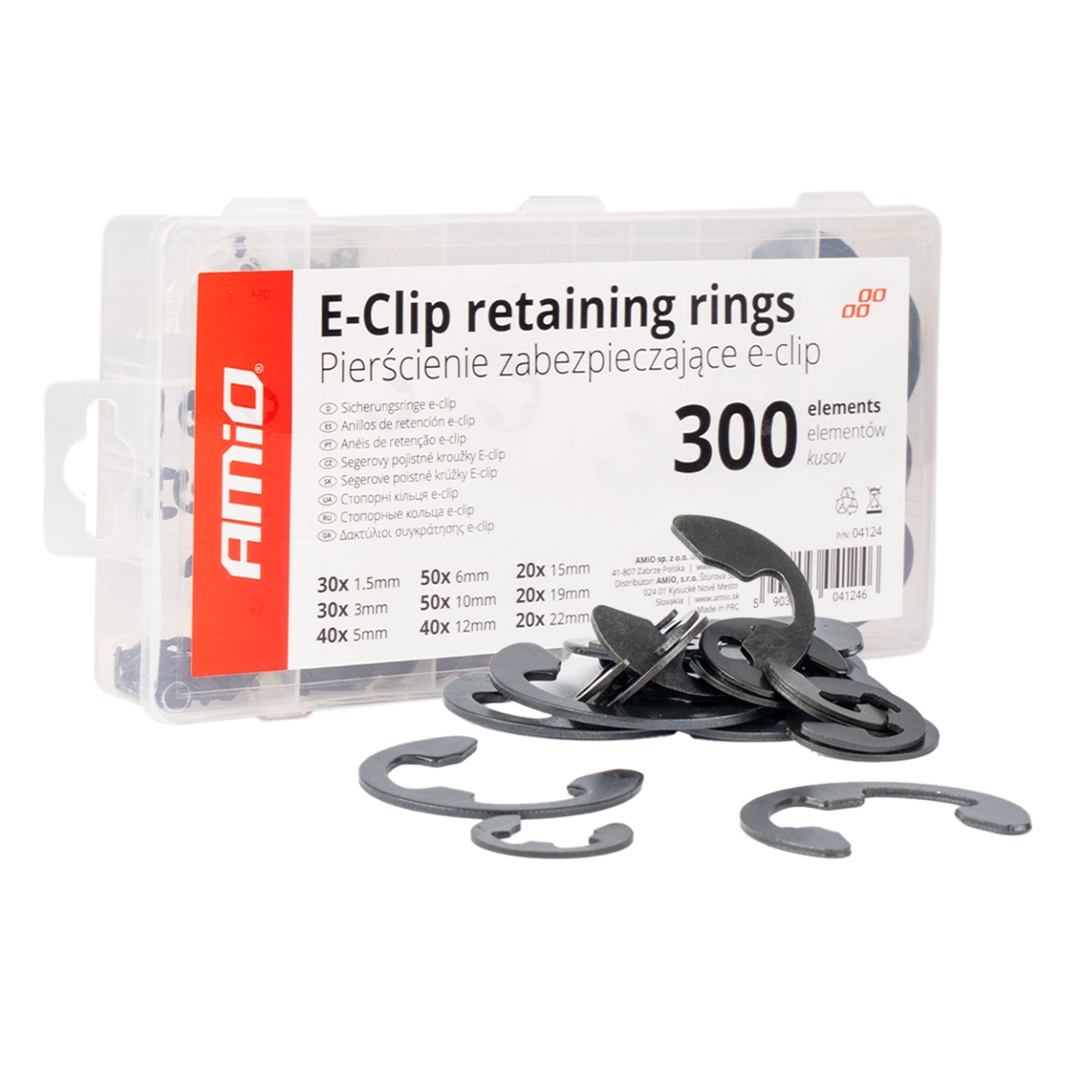 E-clip-innensicherungsringe, Satz Mit 300 Stück, Amio-04124