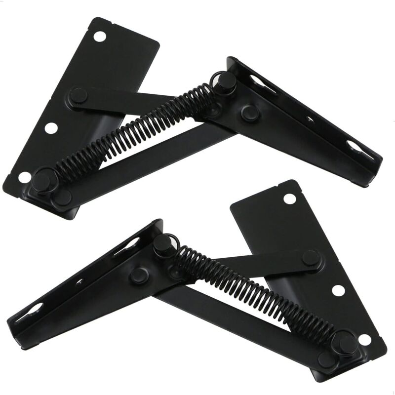 [2 Pieces] 80-degree Foldable Height-adjustable Bracket, Black Spring Hinge, Widely Used In Sofa Lifts And Furniture Storage Support Hinges.