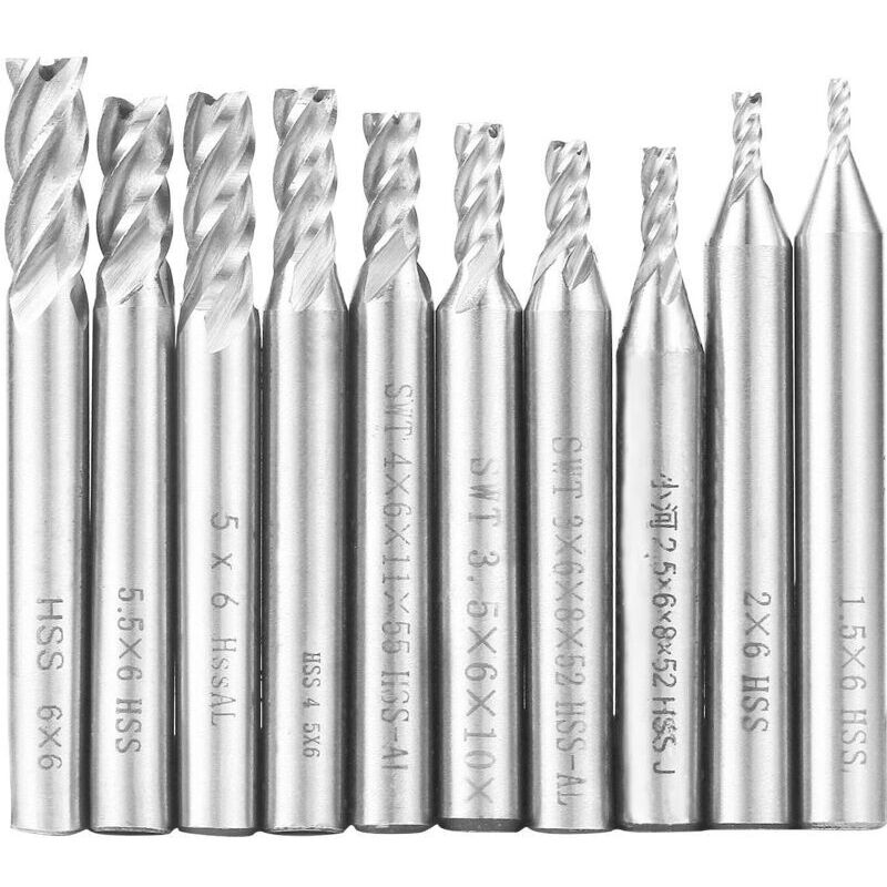 Hss-schaftfräser, 4 Größen – 10er-packung Fräser Von 1,5 Bis 6 Mm Für Cnc-bearbeitung, Präzises Feinschleifen Und Glatte Schnitte