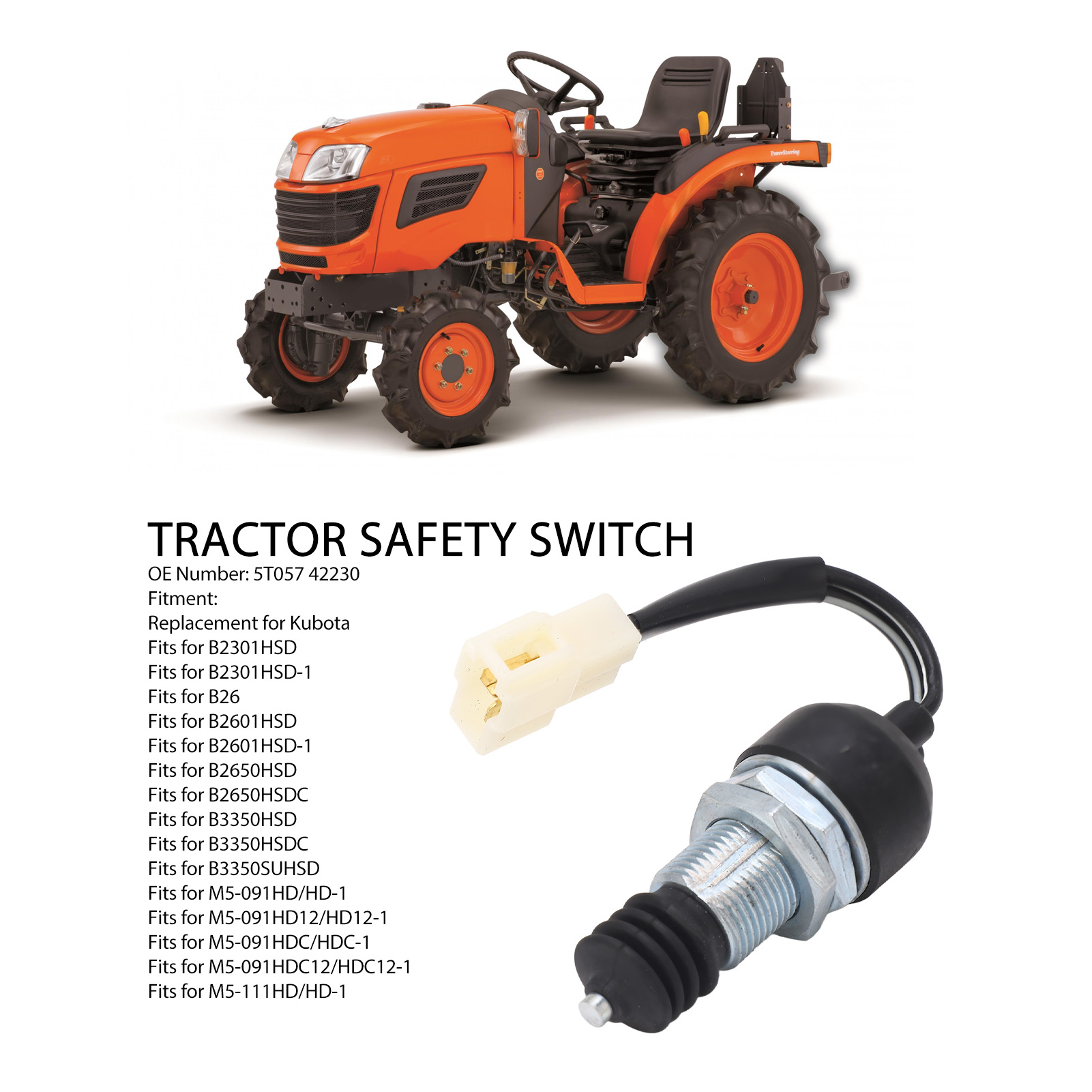 Sicherheitsschalter Für Traktoren Kubota B2301hsd, B2601, B2650 - 5t057 42230 - Oem-kompatibilität