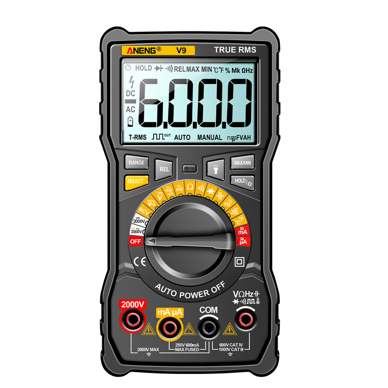 Digitaler Tester Mit 6000 Zählern, 2000 V Spannung, Ac/dc, Amperemeter, Ncv, Überhitzungsschutz