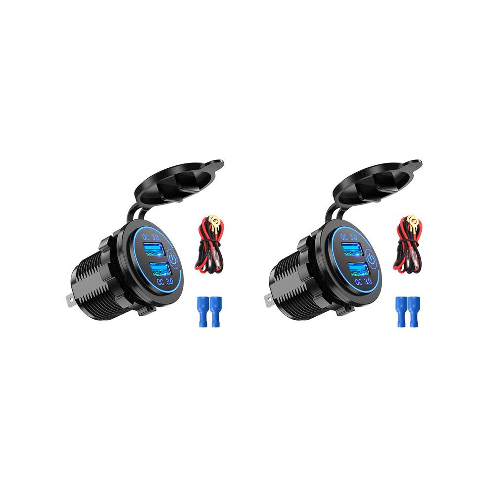 Dual-qc3.0-schnelllade Dual-usb Autoladegerät 12v-24v Zigarettenanzünder Mit Touch-schalter Für Handy