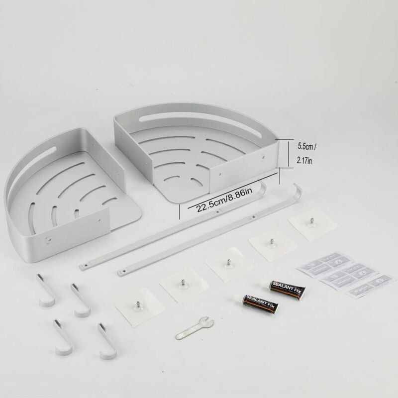 Eckduschablage Ohne Bohren – 2 Rostfreie Aluminiumablagen Für Shampoo Und Seife