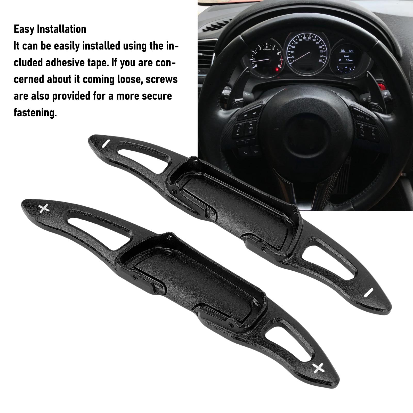 Mazda Schaltwippen-verlängerungssatz – Schwarzes Cnc-gefrästes Aluminium-set Für Mazda 3, 6, Cx-3, Cx-5, Cx-9, Mx-5